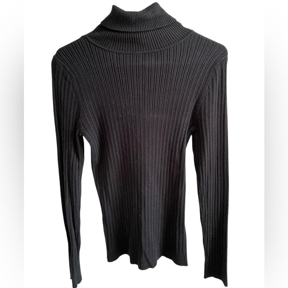 Black Ribbed Turtleneck Sweater